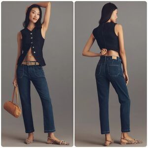 Paige Mayslie Mid-Rise Straight Ankle Jeans The Disco Wash Size 25